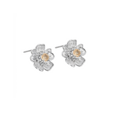 Broqueles Florecer Plata con Topacio Champange